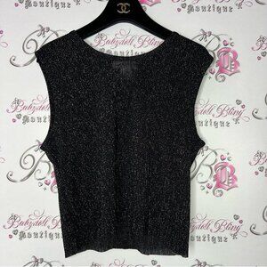 Donna Toran Sparkly Tank black silver shiny shimmer top shirt blouse formal
